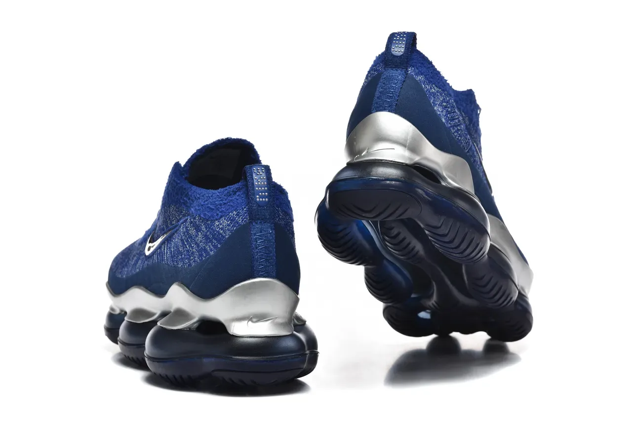 Nike Blue Silver Knit Upper Sculpted Metallic Midsole Lifestyle Sneakers 7