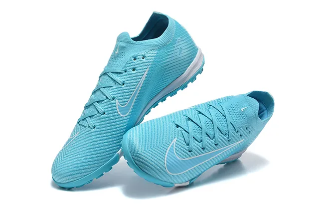 Nike Blue White Knit Upper Low-Cut Sock-Fit Collar Turf Soccer Shoes 2