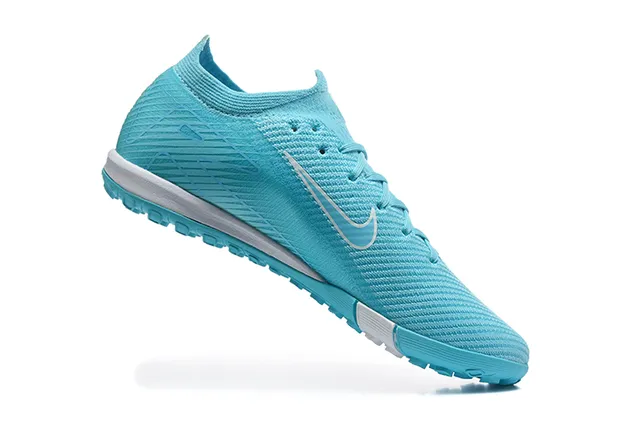 Nike Blue White Knit Upper Low-Cut Sock-Fit Collar Turf Soccer Shoes 3