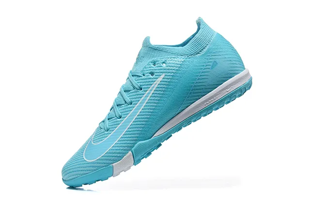 Nike Blue White Knit Upper Low-Cut Sock-Fit Collar Turf Soccer Shoes 4