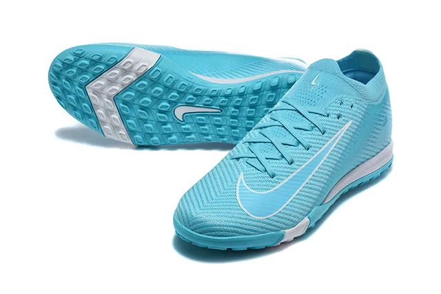 Nike Blue White Knit Upper Low-Cut Sock-Fit Collar Turf Soccer Shoes 6