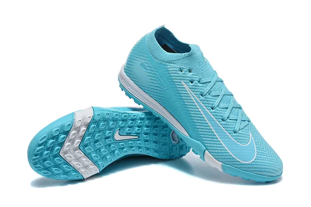 Nike Blue White Knit Upper Low-Cut Sock-Fit Collar Turf Soccer Shoes 7