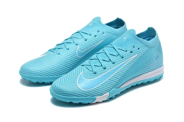 Nike Blue White Knit Upper Low-Cut Sock-Fit Collar Turf Soccer Shoes 8