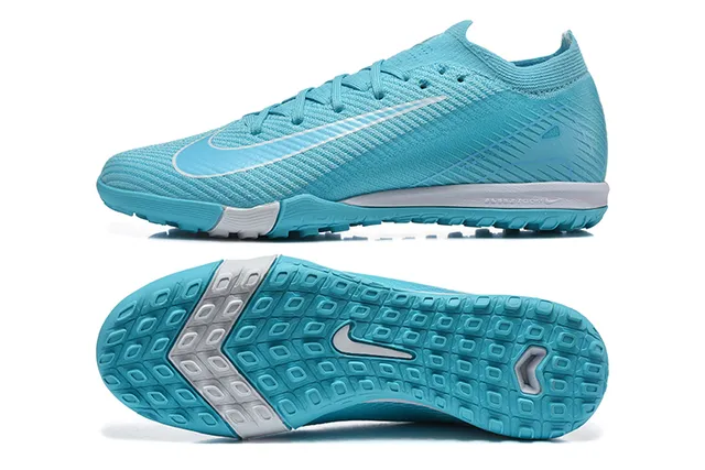 Nike Blue White Knit Upper Low-Cut Sock-Fit Collar Turf Soccer Shoes 9