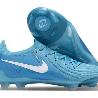 Nike Sapatos de futebol Azul e Branco Low-Cut Upper Knit Assimétrico Firm-Ground