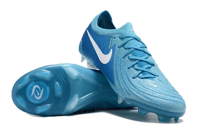 Nike नीला सफेद लो-कट निट अपर असिमेट्रिकल लेसिंग फर्म-ग्राउंड सोकर शूज 3