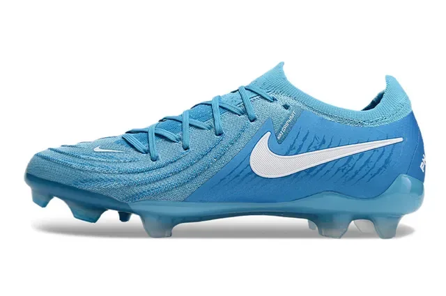 Nike नीला सफेद लो-कट निट अपर असिमेट्रिकल लेसिंग फर्म-ग्राउंड सोकर शूज 8