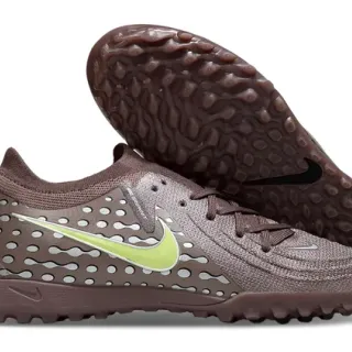 Nike marrom verde low-cut upper sintético knit híbrido sapatos de futebol turf