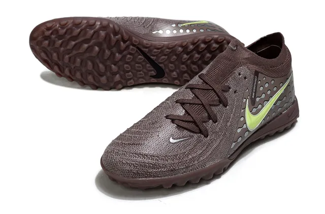 Nike marrón verde low-cut upper sintético-knit híbrido zapatos de fútbol turf 4
