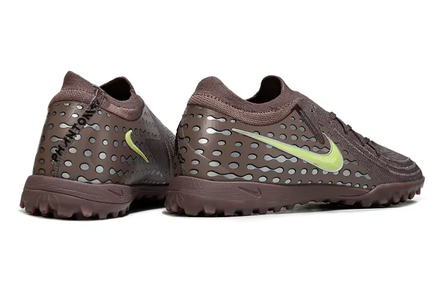Nike marrón verde low-cut upper sintético-knit híbrido zapatos de fútbol turf 5