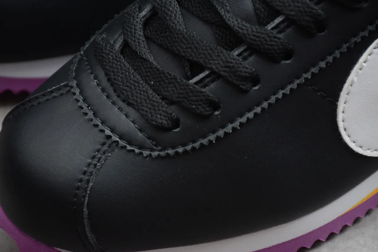 Nike Cortez Noir Blanc Jaune Violet Chaussures Lifestyle 5