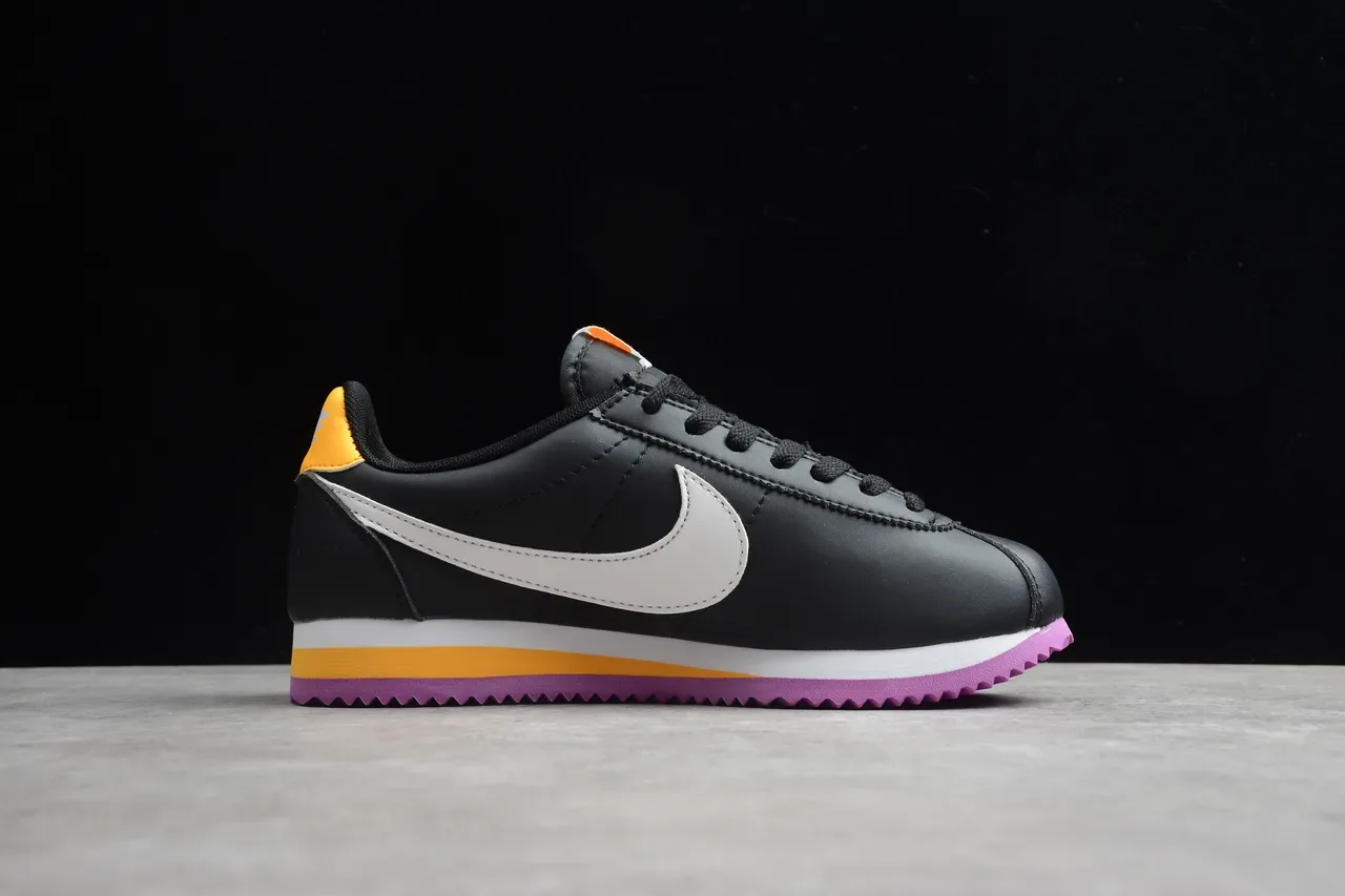 Nike Cortez Noir Blanc Jaune Violet Chaussures Lifestyle 10