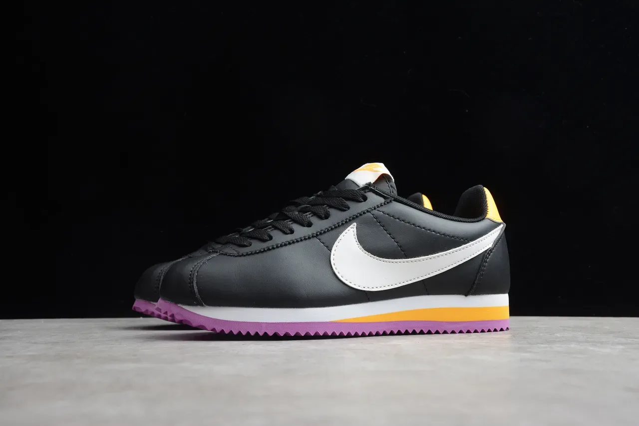 Nike Cortez Noir Blanc Jaune Violet Chaussures Lifestyle 11