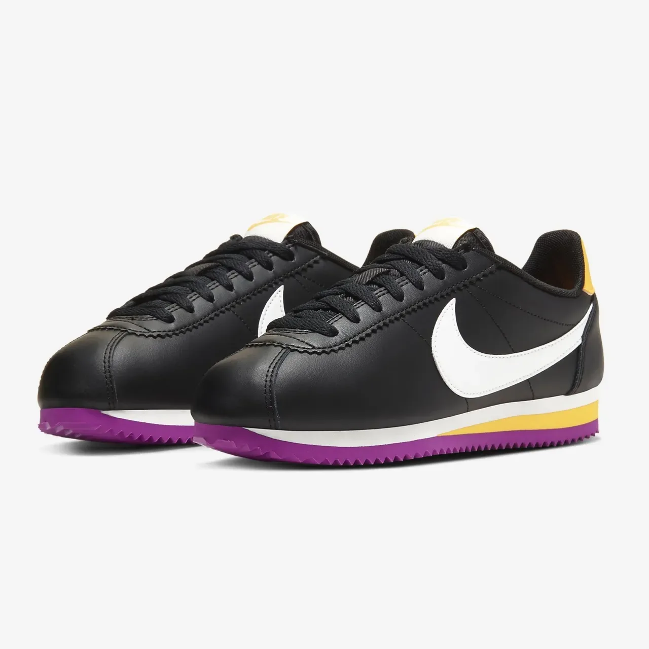 Nike Cortez Noir Blanc Jaune Violet Chaussures Lifestyle 17