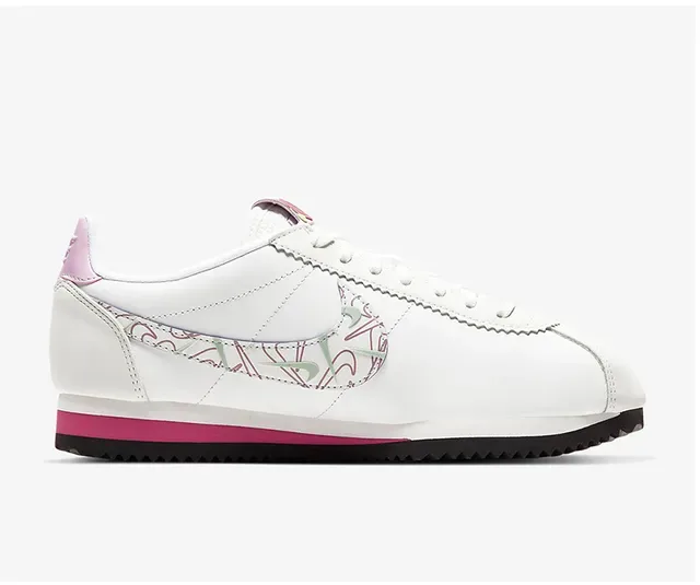 Nike Cortez zapatillas lifestyle blancas rosas verdes con patrón 22