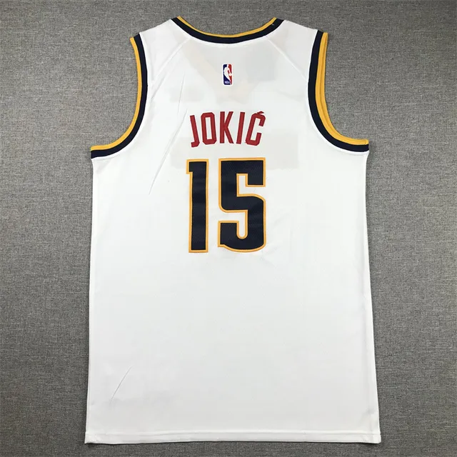Nike Denver Nuggets Nikola Jokić #15 White Navy Sleeveless Mesh Jersey 2