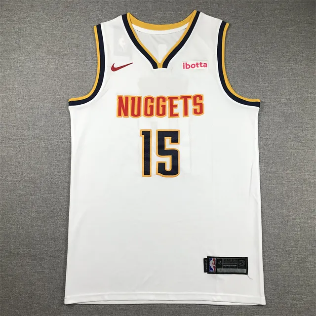 Nike Denver Nuggets Nikola Jokić #15 White Navy Sleeveless Mesh Jersey 3
