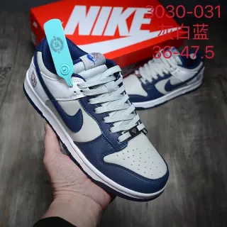 Nike Dunk Low رمادي أبيض أزرق بحري سكيت لايف ستايل