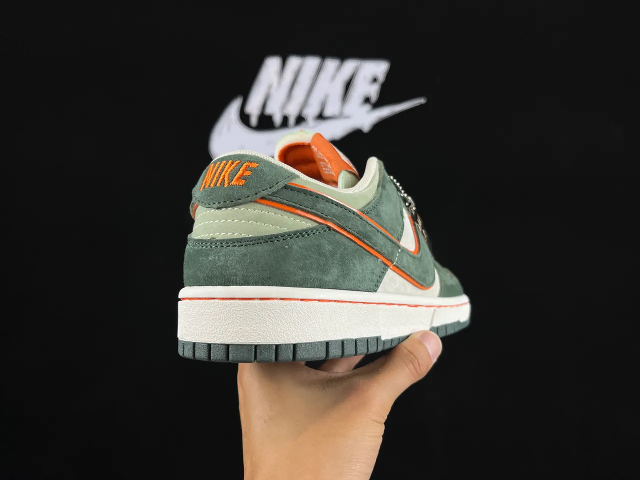 Nike Dunk Low Olive Green and Orange Suede Skateboard Shoes 5