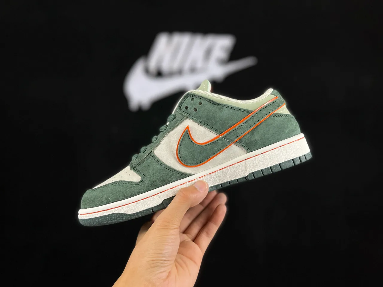 Nike Dunk Low Olive Green and Orange Suede Skateboard Shoes 7