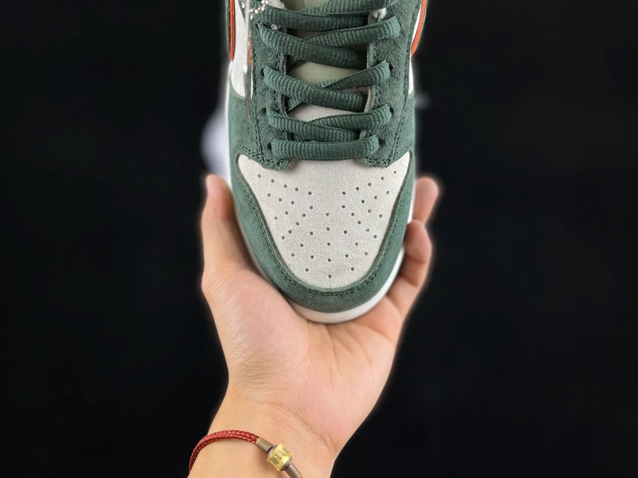 Nike Dunk Low Olive Green and Orange Suede Skateboard Shoes 8