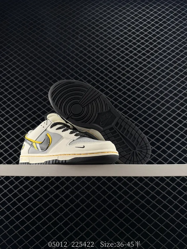 Nike Dunk Low Xiaomi Collaboration Light Gray Black Yellow Skateboard Shoes 3