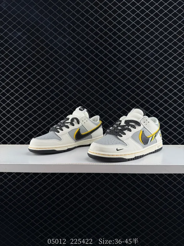Nike Dunk Low Xiaomi Collaboration Light Gray Black Yellow Skateboard Shoes 4