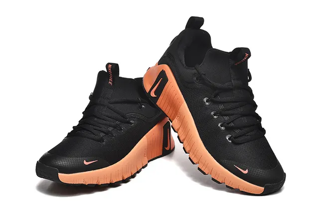 Nike Free-Inspired Black and Orange Knit Running Shoes 2