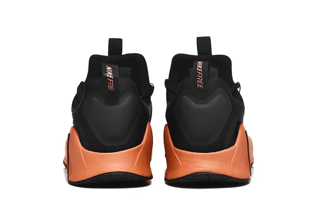 Nike Free-Inspired Black and Orange Knit Running Shoes 3