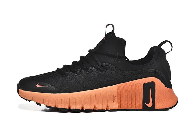Nike Free-Inspired Black and Orange Knit Running Shoes 5