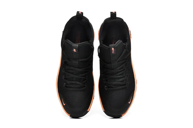 Nike Free-Inspired Black and Orange Knit Running Shoes 6