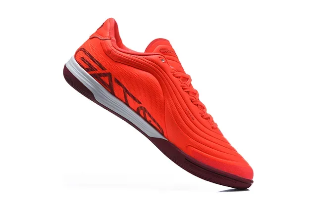 Nike Futsal Orange Borgoña Basse à Partie Supérieure Motif d'Onde Chaussures de Futsal Indoor 3