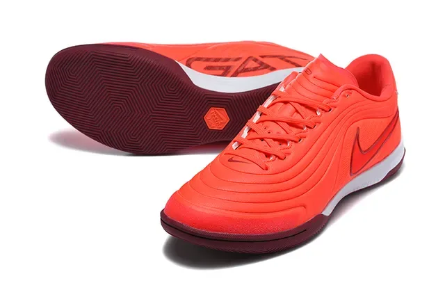 Nike Futsal Orange Borgoña Basse à Partie Supérieure Motif d'Onde Chaussures de Futsal Indoor 6