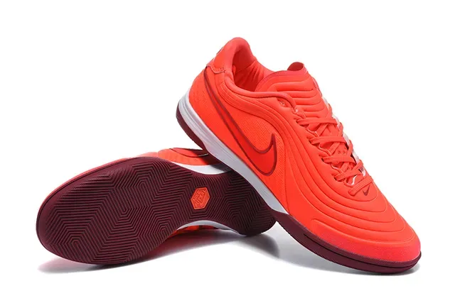 Nike Futsal Orange Borgoña Basse à Partie Supérieure Motif d'Onde Chaussures de Futsal Indoor 7