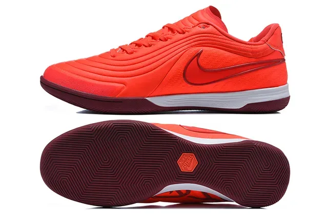 Nike Futsal Orange Borgoña Basse à Partie Supérieure Motif d'Onde Chaussures de Futsal Indoor 9