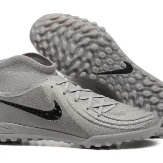 Nike Cinza Preto Flyknit Upper Turf Zapatilhas de Futebol