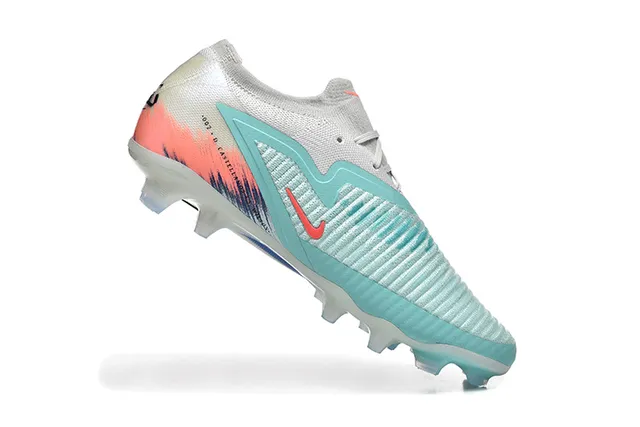 Nike cinza e azul de corte baixo gola de meias upper de malha texturizada para gramado firme sapatos de futebol 3