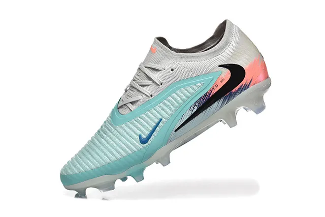 Nike cinza e azul de corte baixo gola de meias upper de malha texturizada para gramado firme sapatos de futebol 4