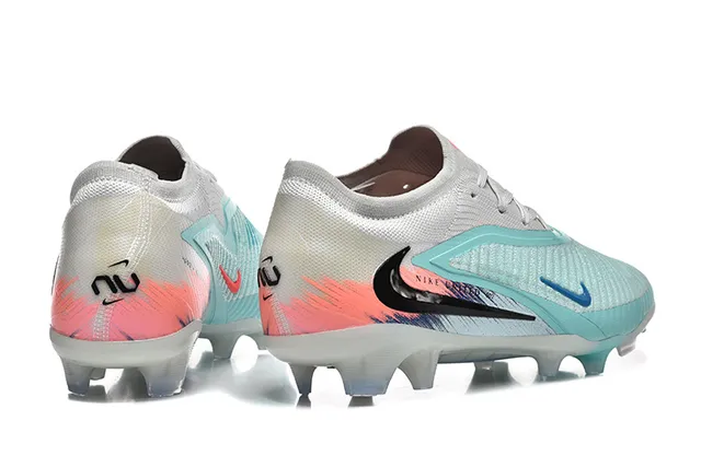 Nike cinza e azul de corte baixo gola de meias upper de malha texturizada para gramado firme sapatos de futebol 5