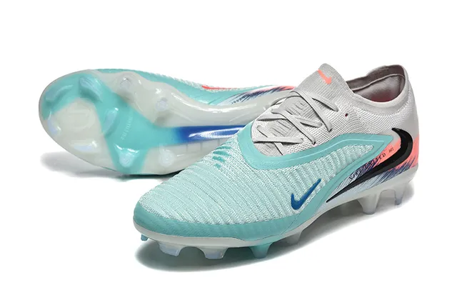 Nike cinza e azul de corte baixo gola de meias upper de malha texturizada para gramado firme sapatos de futebol 6