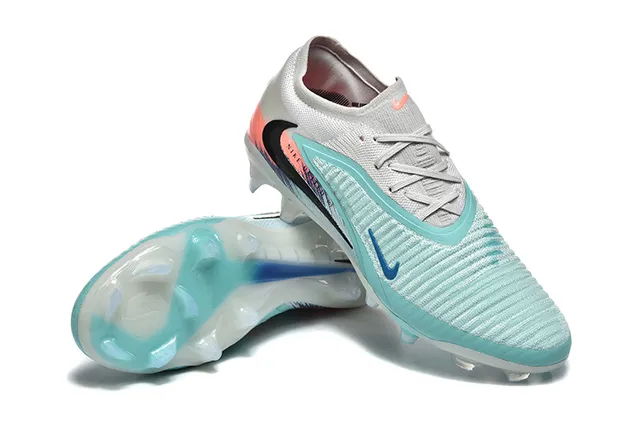 Nike cinza e azul de corte baixo gola de meias upper de malha texturizada para gramado firme sapatos de futebol 7
