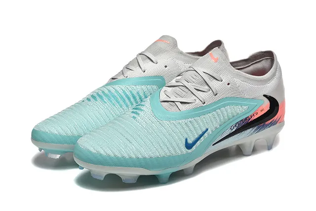 Nike cinza e azul de corte baixo gola de meias upper de malha texturizada para gramado firme sapatos de futebol 8