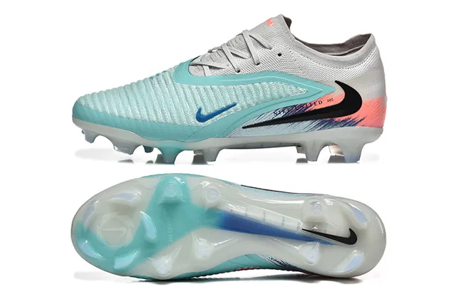 Nike cinza e azul de corte baixo gola de meias upper de malha texturizada para gramado firme sapatos de futebol 9