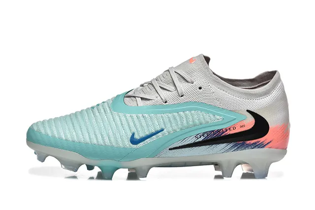 Nike cinza e azul de corte baixo gola de meias upper de malha texturizada para gramado firme sapatos de futebol 10