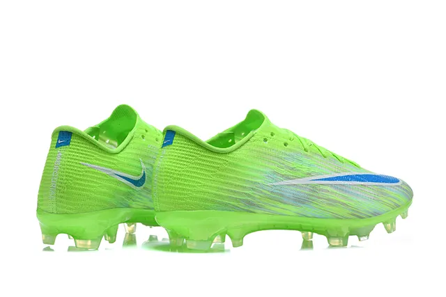 Nike Vert Bleu Bas de Coupe Haut en Tricot Ajustement Dynamique Col Terrain Ferme Chaussures de Football 5