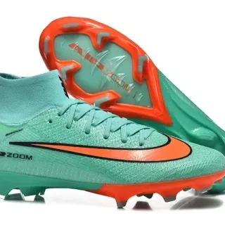 Nike Verde Laranja Alto Corte Superior Flyknit Construção Solo Firme Sapatos de Futebol