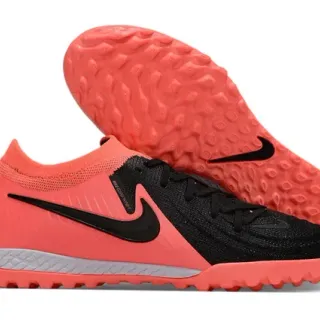 Nike Gripknit Tênis de Futebol Turf Laranja Preto com upper de knit e overlay lateral sintético de corte baixo