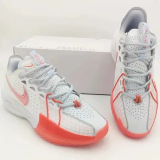 Nike GT3 सफेद नारंगी छिद्रित जाली कैज बास्केटबॉल जूते