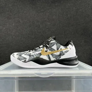 Nike Kobe 8 सफेद भूरा फ्लोरल प्रिंट सोने का Swoosh बास्केटबॉल जूते