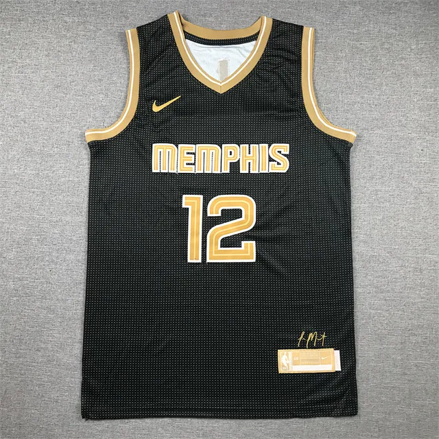 Nike Memphis Grizzlies Ja Morant Black Select Edition Gold Perforated Mesh V-Neck Jersey 2